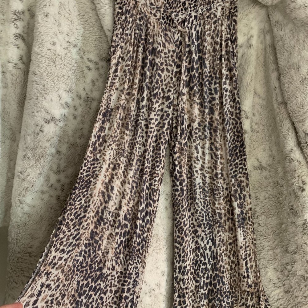 Cheetah print wide leg beach pants